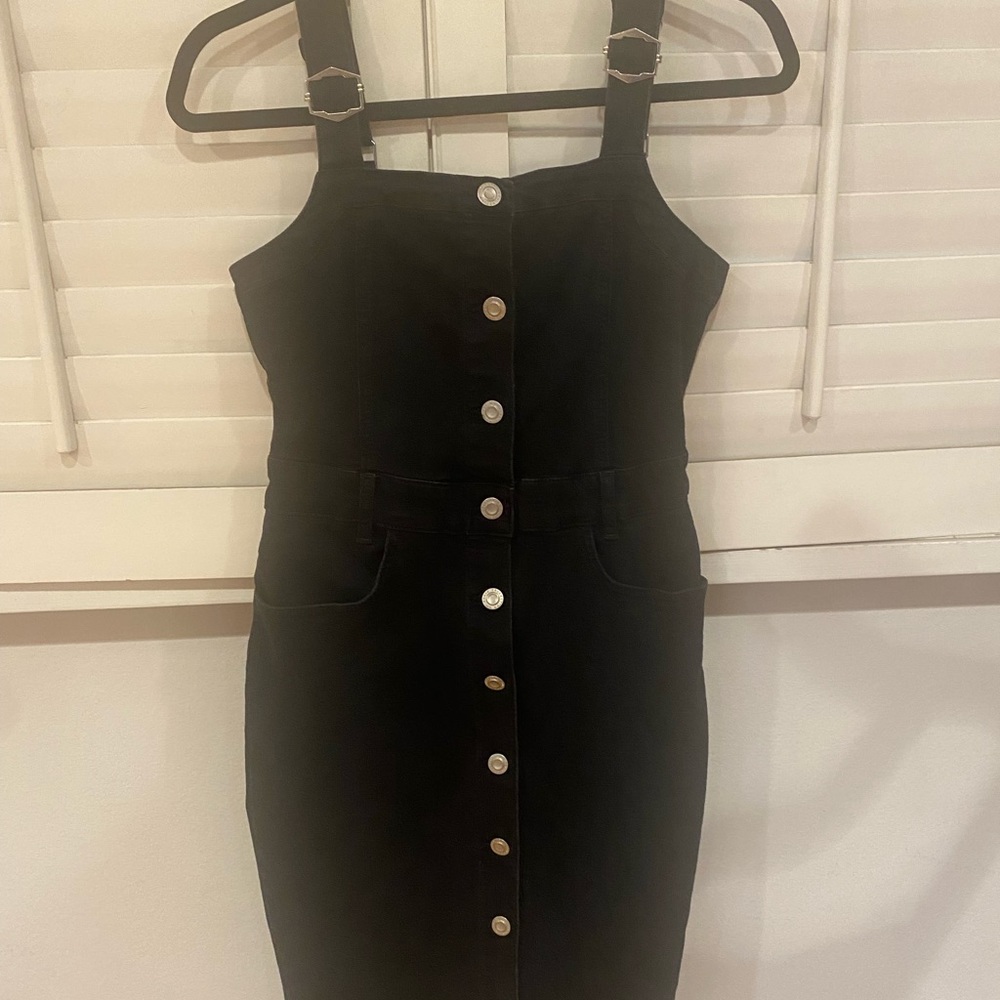 Zara black denim knee length dress